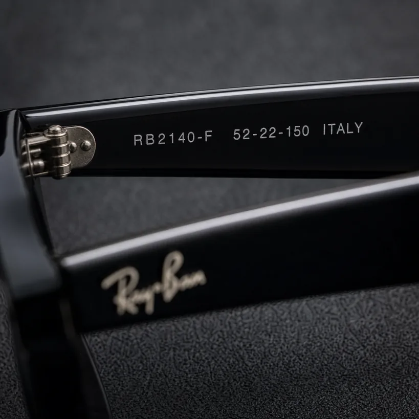 Ray-Banサングラスのフレーム形状とサイズ表記の見方を示すクローズアップ