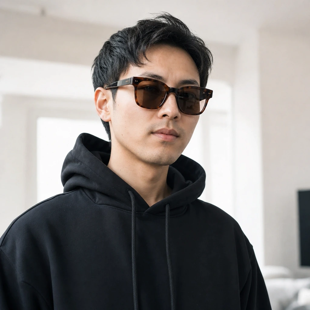 ヒカルさん着用のGUCCI GG0492OAハバナやレイバンRB5317Fなど型番と着用シーンをノートに整理したイメージ