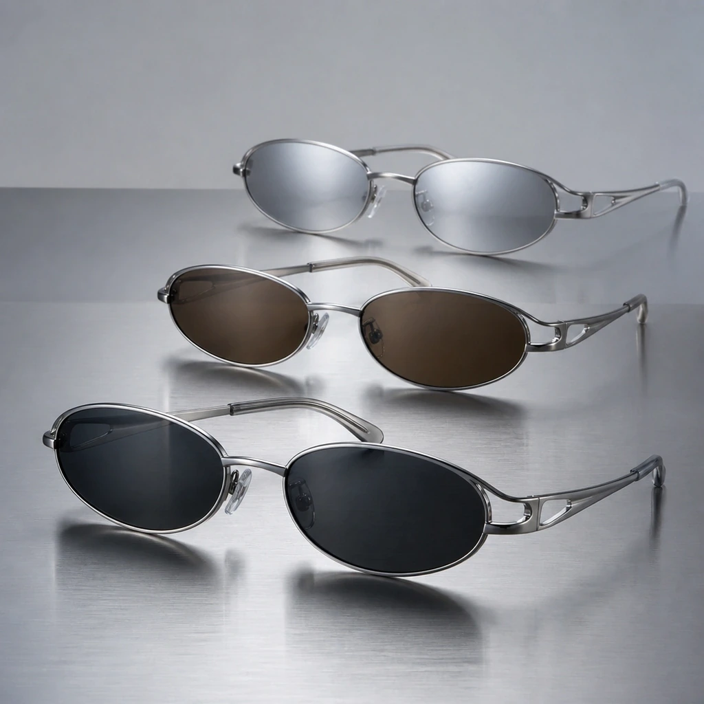 レイバンとサンローランとA.D.S.Rのオーバルサングラス3本をメンズとレディースに分けて並べたおすすめモデルのイメージ